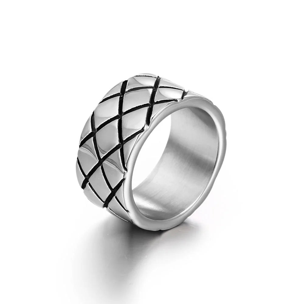 Men's Diamond Square Ring in Fashion Titanium Steel