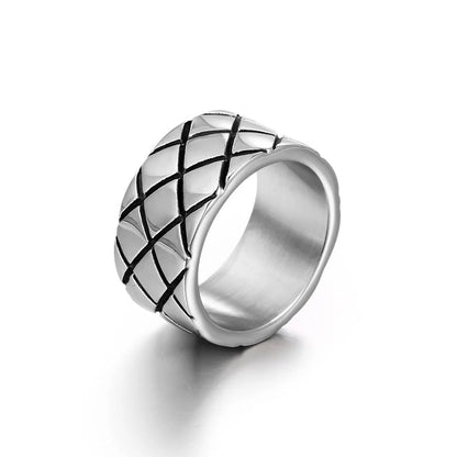 Men's Diamond Square Ring in Fashion Titanium Steel