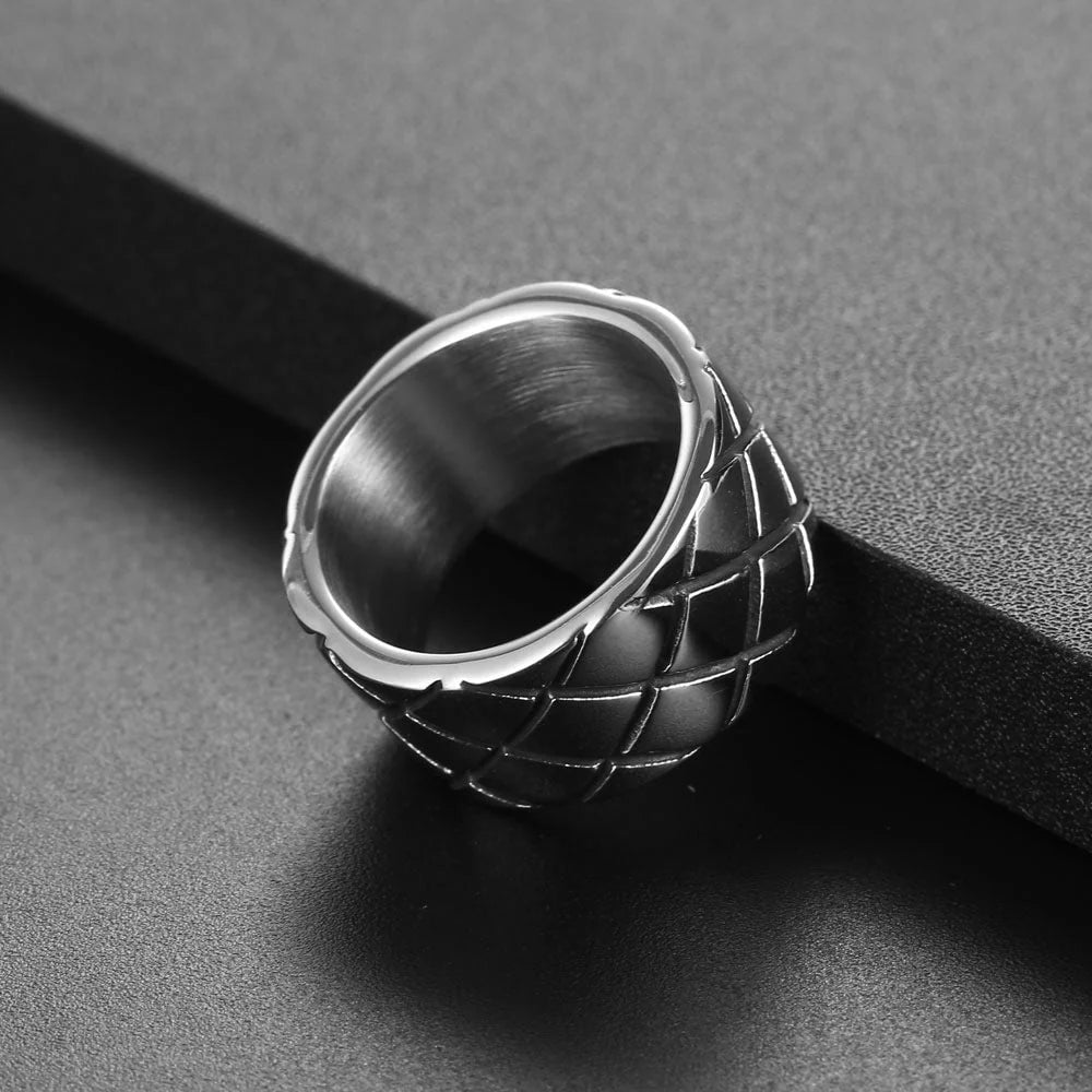 Men's Diamond Square Ring in Fashion Titanium Steel