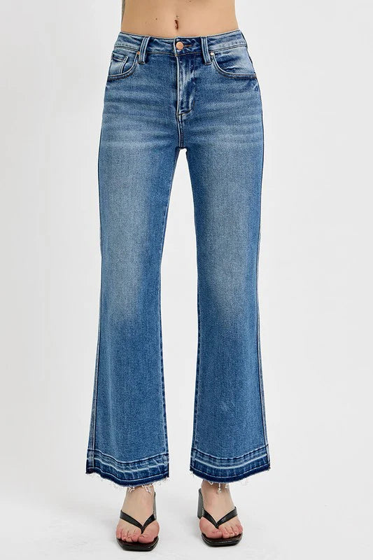 Full Size Raw Hem Ankle Bootcut Jeans Plus Size