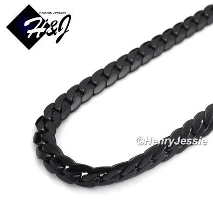 18-40"MEN Stainless Steel 3/4/6/8mm Black Plated Miami Cuban Chain Necklace*B155