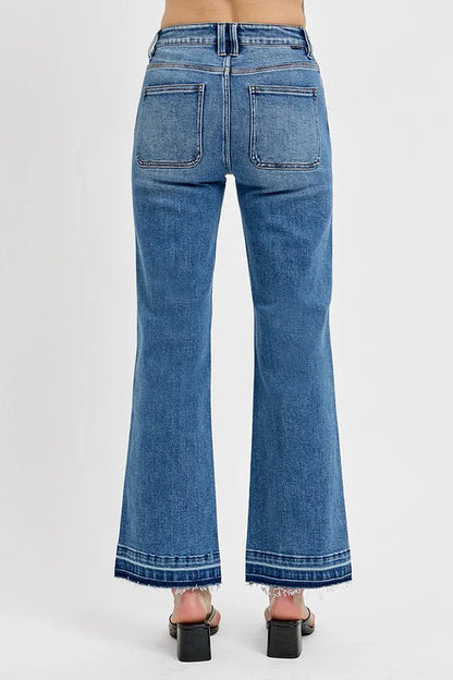 Full Size Raw Hem Ankle Bootcut Jeans Plus Size