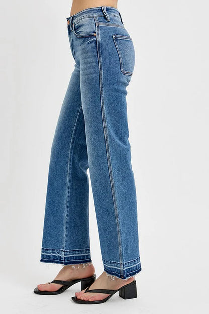 Full Size Raw Hem Ankle Bootcut Jeans Plus Size