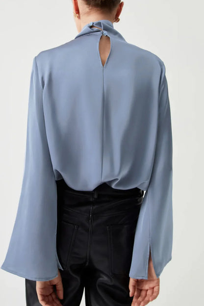 Cutout Turtleneck Long Sleeve Blouse