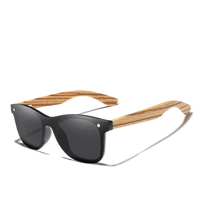 Men's Polarized Sunglasses with Zebra Wood Temples