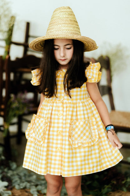 "Juniper" Yellow Gingham Dress