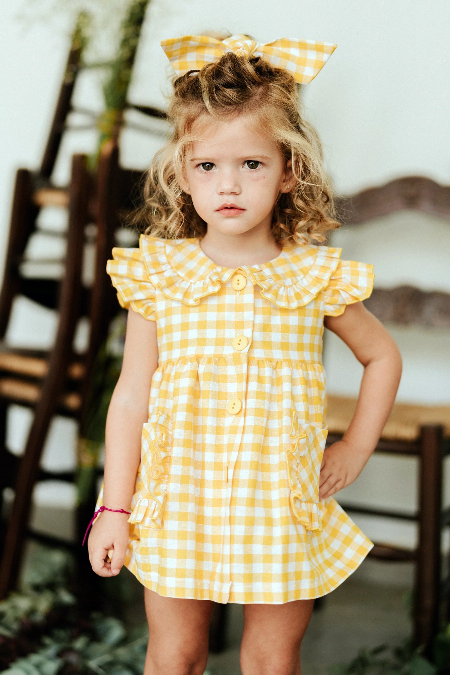 "Juniper" Yellow Gingham Dress