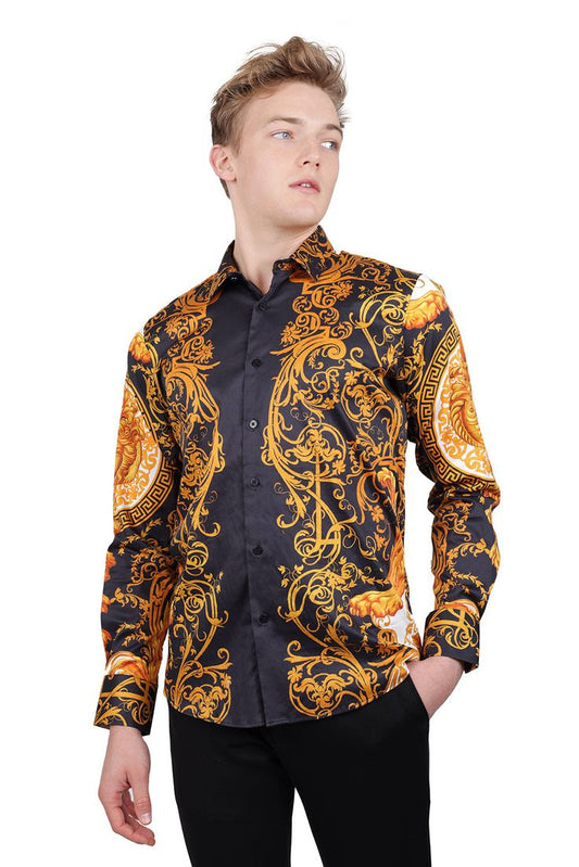 ANDRE Baroque Rhinestone Long Sleeve Shirt