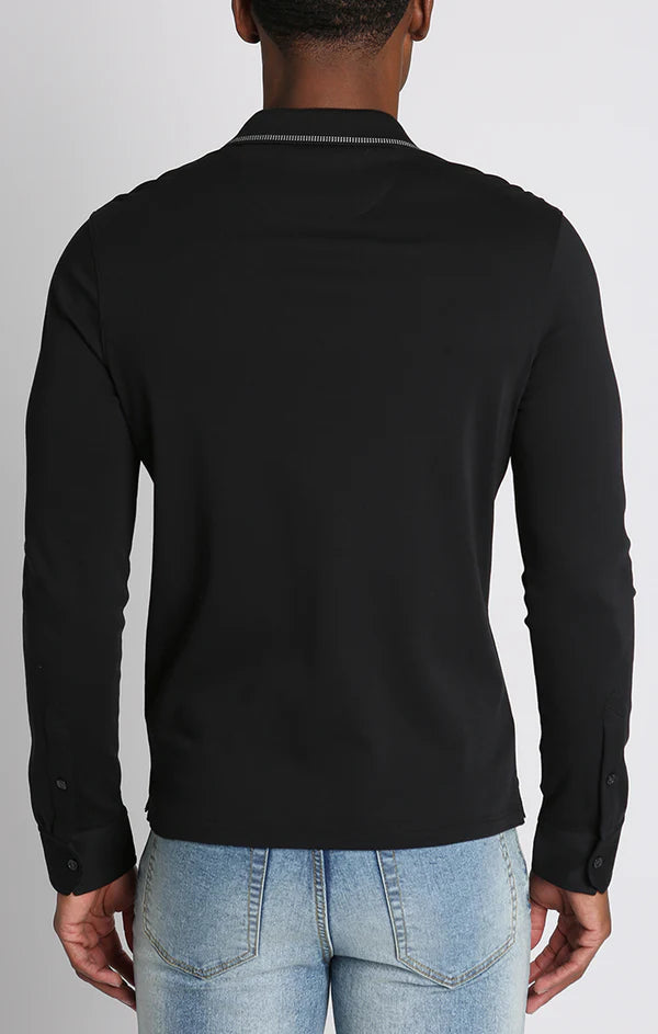 Luke Cotton Long Sleeve Polo Shirt