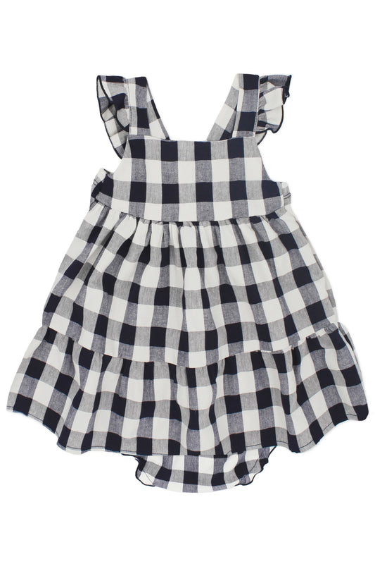 "Liviana" Navy Gingham Dress