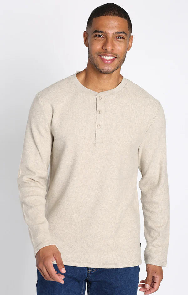 Brushed Waffle Long Sleeve Henley