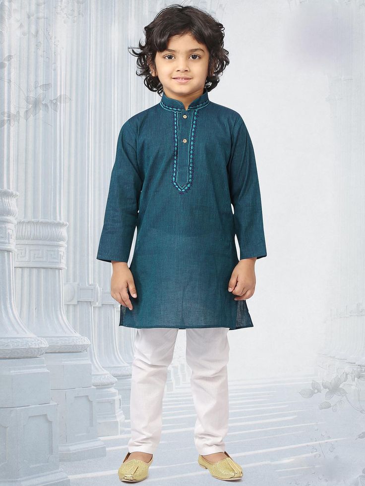 Dark Green Kurta Pajama for Kids