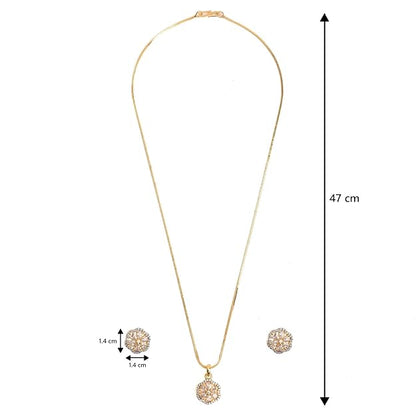 XPNSV Jewelry Luxury AD Pendant Gift Set for Women | Gift Pendant with 2 Earrings, Option in 6 Different Color & Design (Flower, Gold)