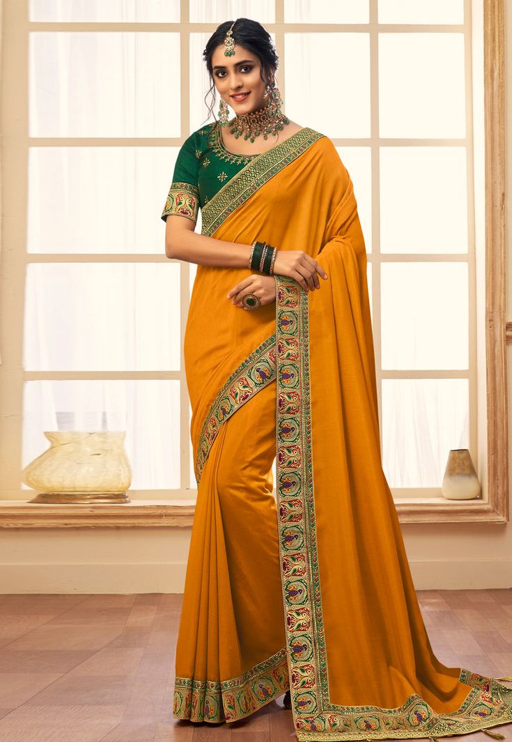 Mustard Silk Saree For Women's