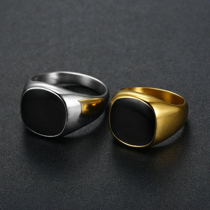 Men's Golden Personalized Bright Surface Epoxy Stainless Rings