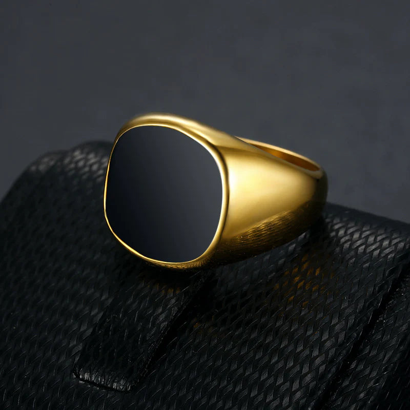 Men's Golden Personalized Bright Surface Epoxy Stainless Rings