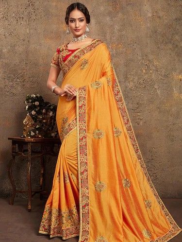 Light Yellow Silk Saree for Women's