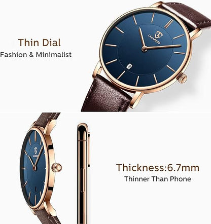 BEN NEVIS Watch, Men's Watch, Minimalist Fashion Simple Wrist Watch Analog Date with Leather Strap