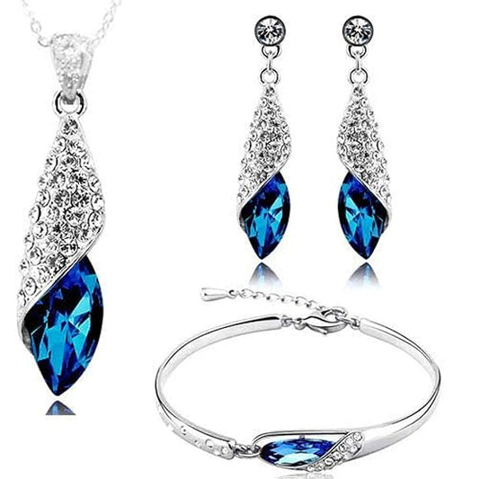 YouBella Valentine Gifts for Girlfriend/Wife Crystal Stylish Necklace Jewellery Set with Earrings and Bracelet for Girls and Women