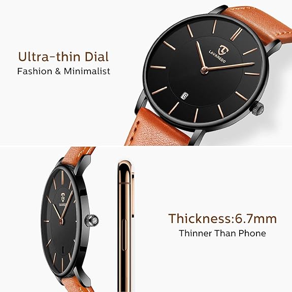 BEN NEVIS Watch, Men's Watch, Minimalist Fashion Simple Wrist Watch Analog Date with Leather Strap