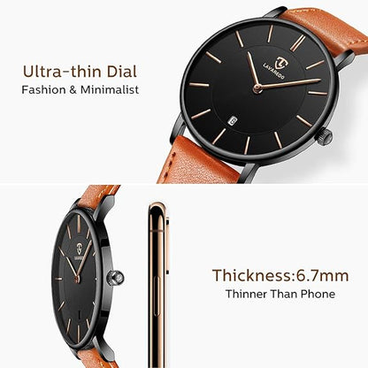 BEN NEVIS Watch, Men's Watch, Minimalist Fashion Simple Wrist Watch Analog Date with Leather Strap