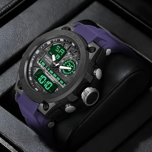 Carlington Analog-Digital Sports Watch: Chronograph, Dual Time, Alarm, Stopwatch, Water-Resistant, Shock-Resistant, Back Light Display- The Perfect Watch for Men and Boys