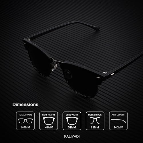 KALIYADI Polarized Sunglasses for Men and Women Semi-Rimless Frame Driving Sun glasses UV Blocking