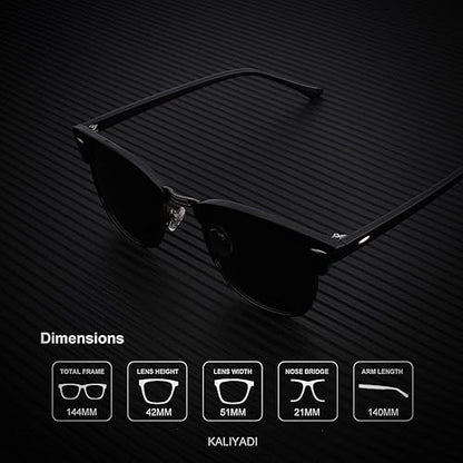 KALIYADI Polarized Sunglasses for Men and Women Semi-Rimless Frame Driving Sun glasses UV Blocking