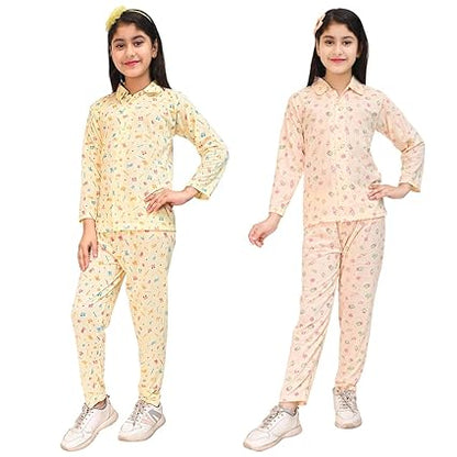 Kids Nightwear Set Combo | Cotton | Sleepwear for Boys and Girls | Soft | Comfortable | Stylish Prints | Combo Pack of 2