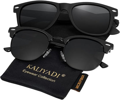 KALIYADI Polarized Sunglasses for Men and Women Semi-Rimless Frame Driving Sun glasses UV Blocking