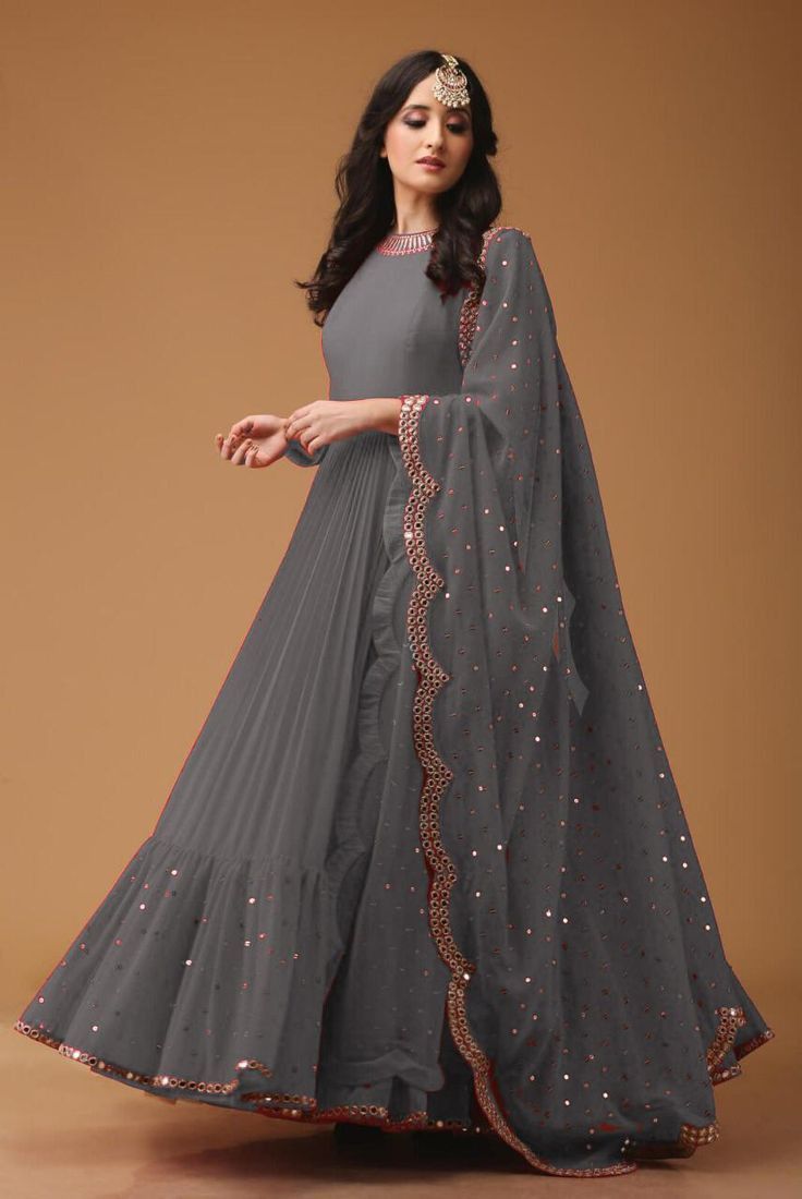 Kurtas For Women's Party Wear Gray Colour