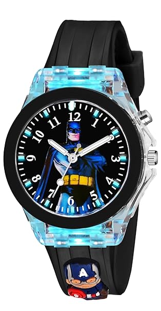 TONSY 3D Cartoon Analogue LED Luminous 7 Multicolour Glowing Disco Lights Kid's Gift Watch For Boys and Girls of Age 3-13 Years | Sweat Proof Soft Silicone Rubber Strap Band | kids watches for 2 - 5 years digital black | light watch for kids boys 5 - 8