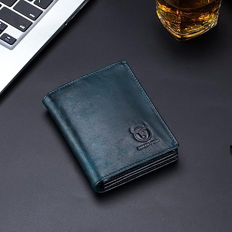 BULLCAPTAIN Large Capacity Genuine Leather Bifold Wallet/Credit Card Holder for Men with 15 Card Slots