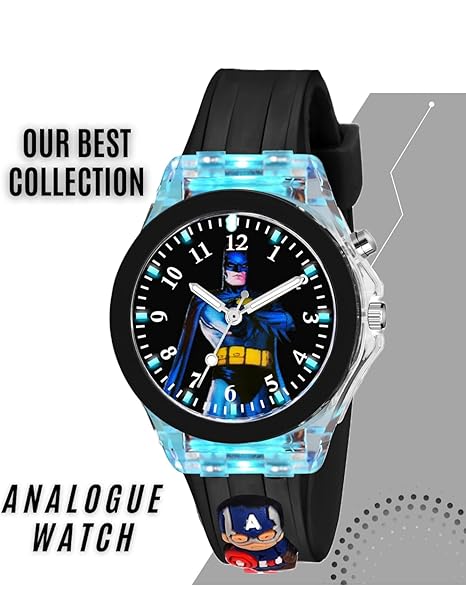 TONSY 3D Cartoon Analogue LED Luminous 7 Multicolour Glowing Disco Lights Kid's Gift Watch For Boys and Girls of Age 3-13 Years | Sweat Proof Soft Silicone Rubber Strap Band | kids watches for 2 - 5 years digital black | light watch for kids boys 5 - 8