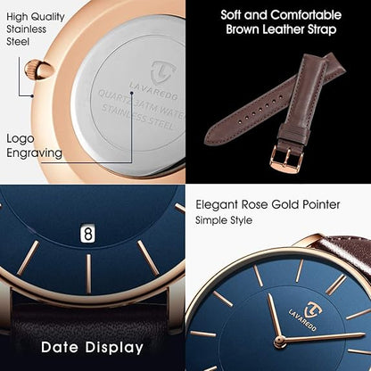 BEN NEVIS Watch, Men's Watch, Minimalist Fashion Simple Wrist Watch Analog Date with Leather Strap