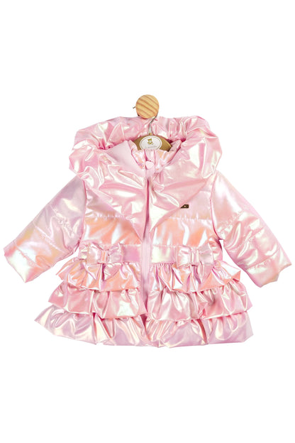 Pink Metallic Iridescent Tiered Coat