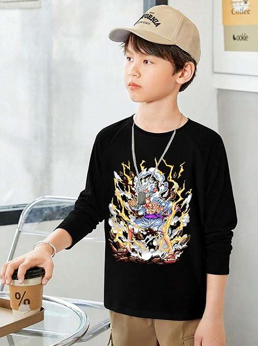 Full Anime Tshirt for Boys, Oversized Drop Shoulder Tshirt for Kids