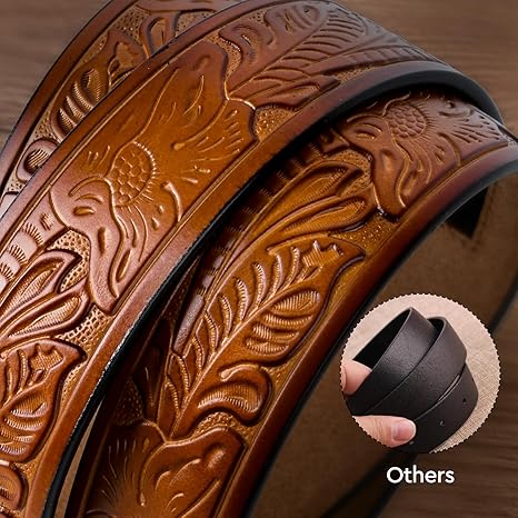 Western Leather Ratchet Belt for Men and Women Classic Design for Casual Wear and Jeans