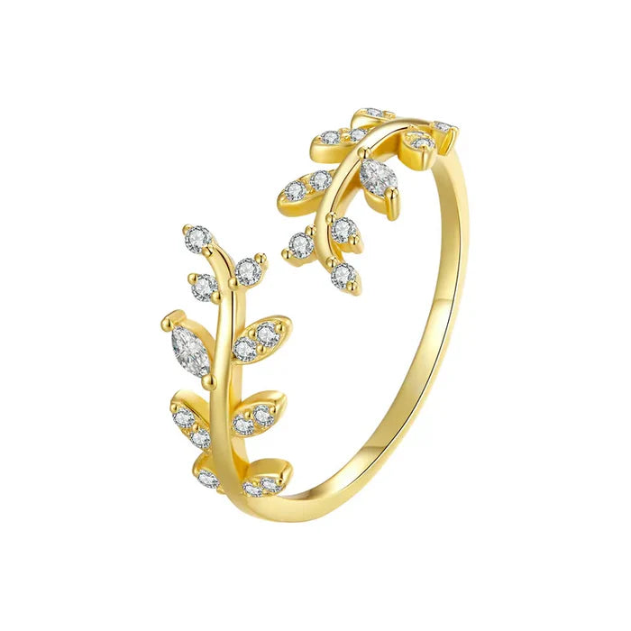 Adjustable Greece Ring Studded with Zirconia Gold & Silver Ring for Women