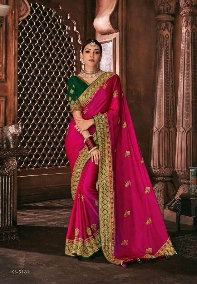 Precious Pink Banarasi Sarees For Women's For Sale