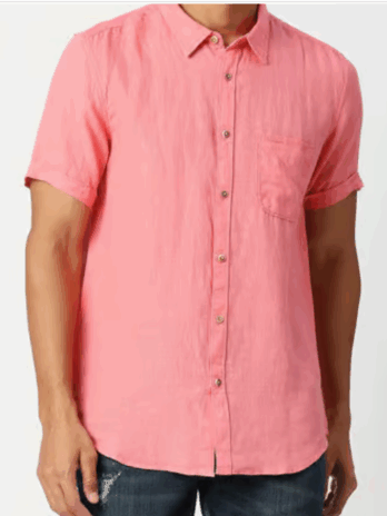 Pink Regular Fit Linen Shirt