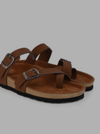 Classic Brown Buckled Comfort Sandals