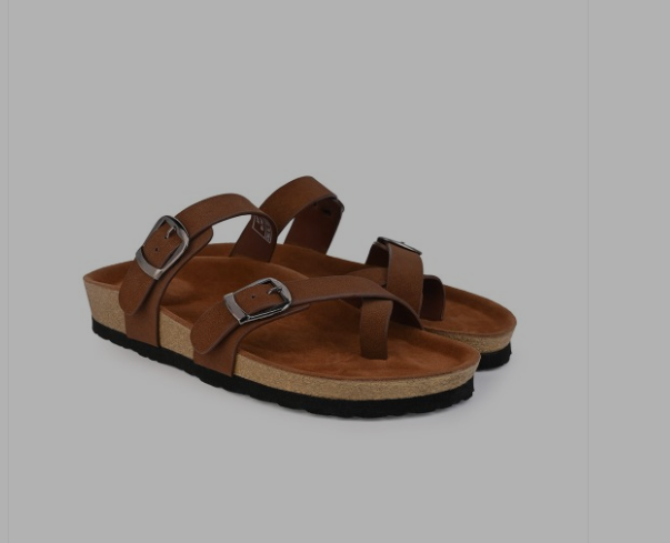 Classic Brown Buckled Comfort Sandals
