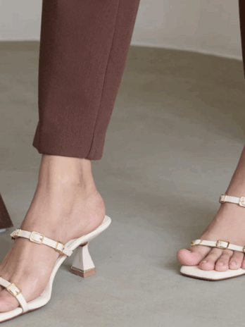 Multi Buckled Cream Heels