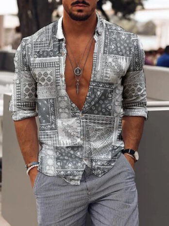 Casual holiday vintage print men’s shirt