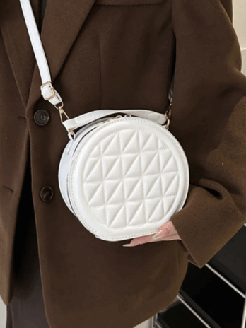 White Two-way Zip Circular Sling Bag