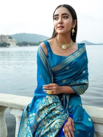 Cerulean Blue Soft Silk Saree
