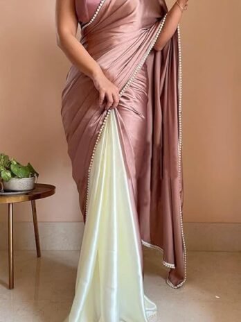 Women’s Satin Half Half Collection Saree With Blouse Piece