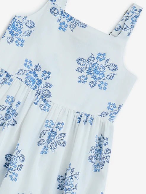 White Floral Cotton-Blend Dress
