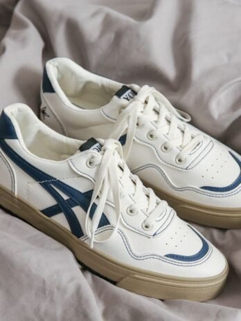 Men Fashion Leather Flat Casual Skate Shoes – White